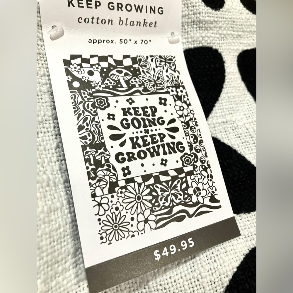 Keep Going And Keep Growing 100% Cotton Blanket Throw 50” X 70” Earth Bound